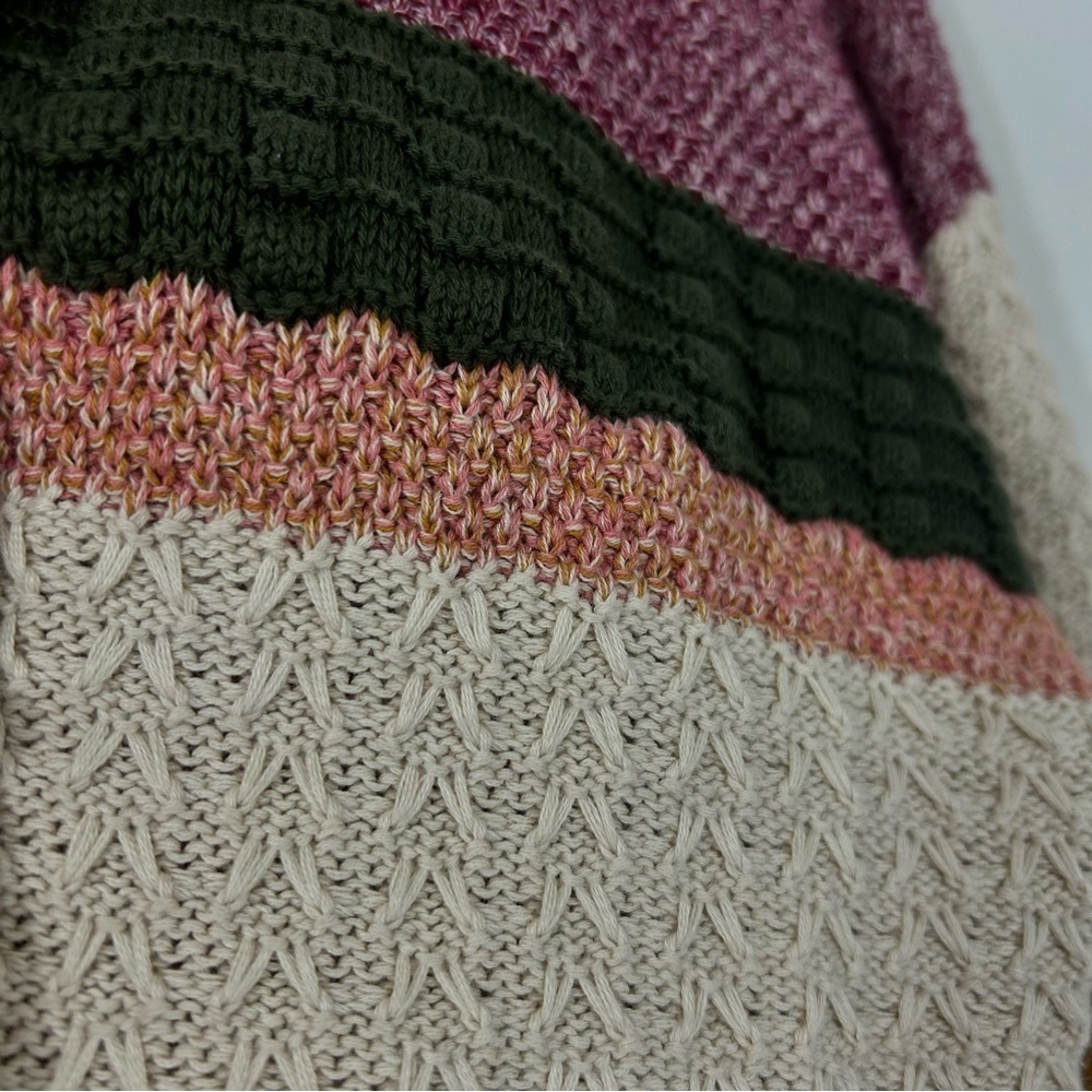 Soft Surroundings 100% Cotton Striped Maximalist Indie Knit Open Front Cardigan - Picture 4 of 12